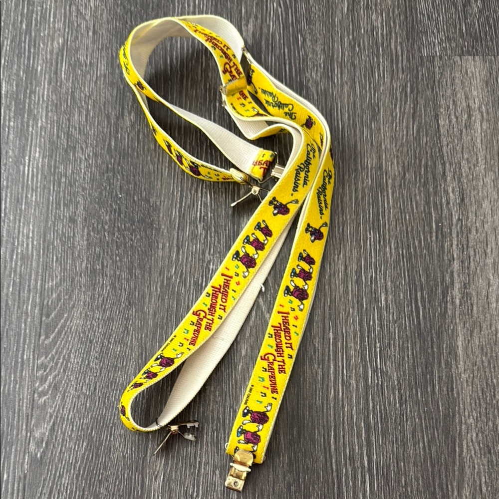 Vintage Yellow 1980s Collectible California Grapes Character Suspenders
